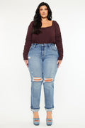 Plus Size Women's Mid Rise Straight Leg Jeans - Medium Wash