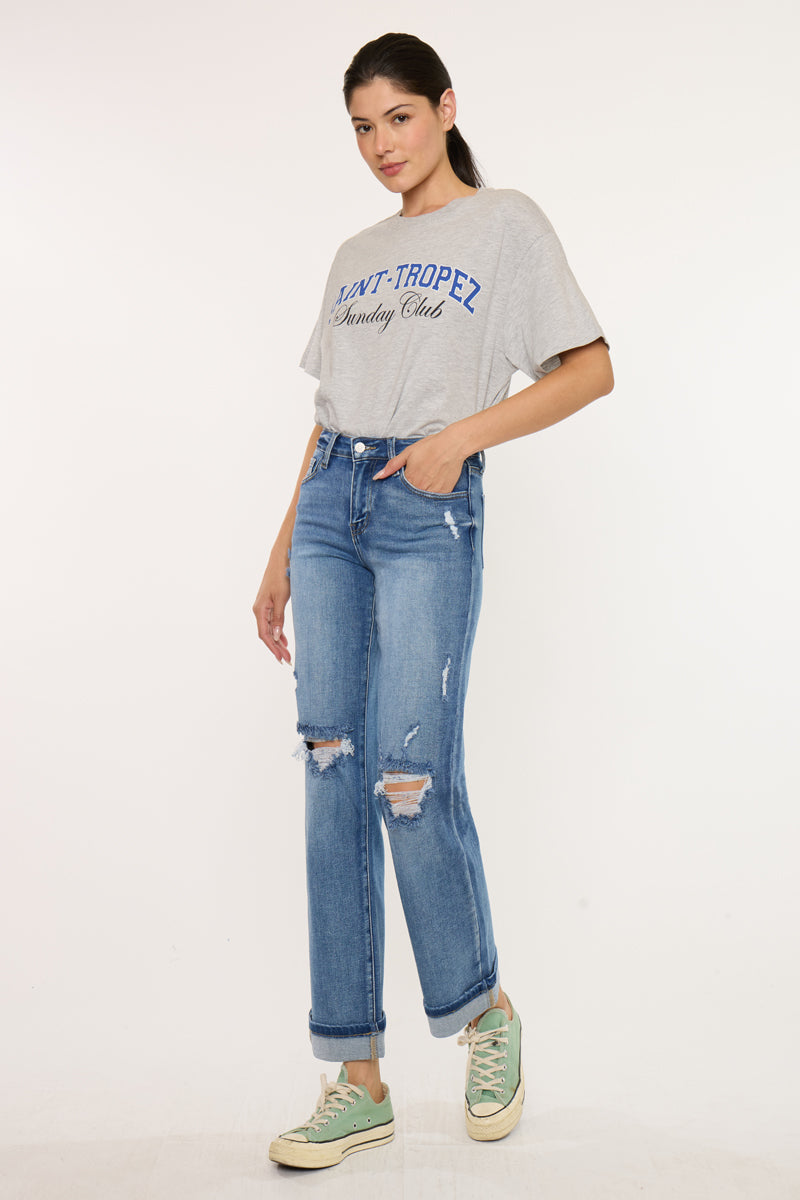 Women's Mid Rise Straight Jeans - Medium Wash - view 4