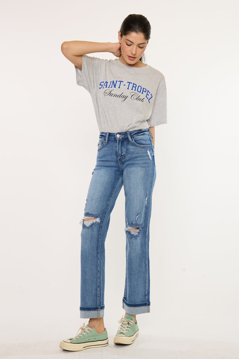 Women's Mid Rise Straight Jeans - Medium Wash - view 3