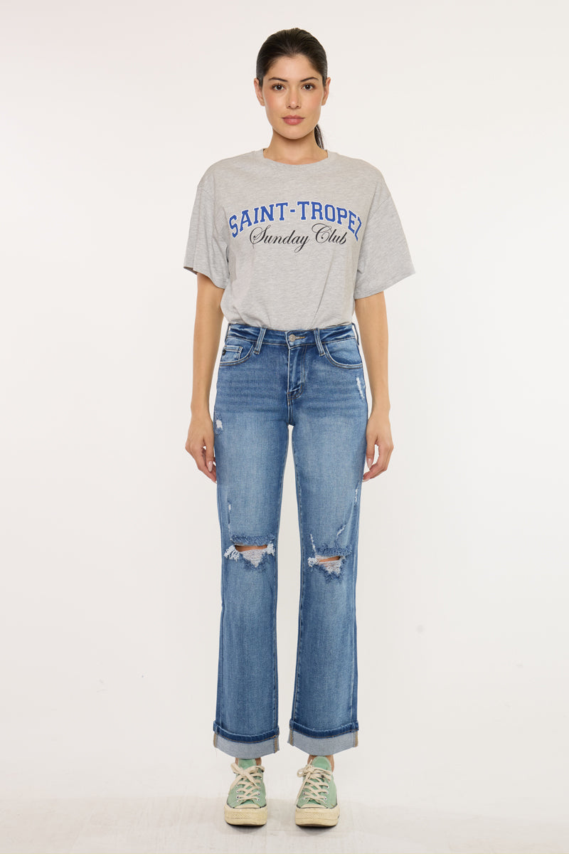 Women's Mid Rise Straight Jeans - Medium Wash - view 6