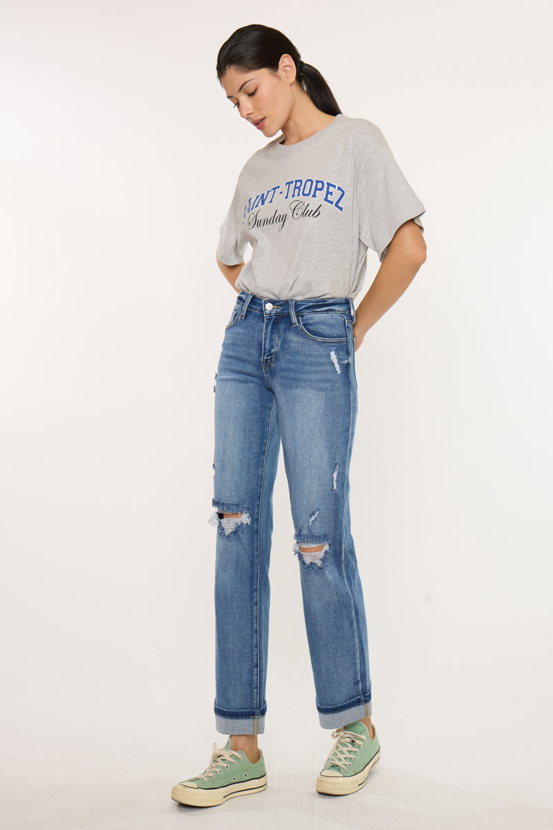 Women's Mid Rise Straight Jeans - Medium Wash - view 5