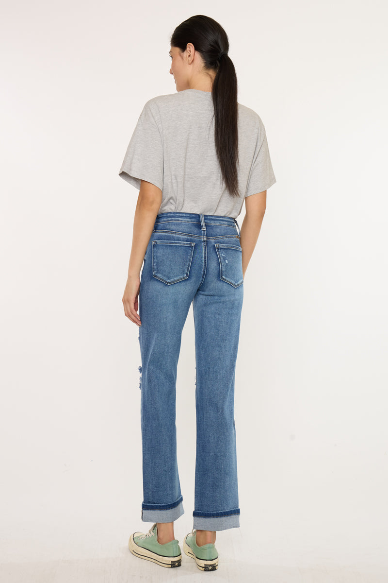 Women's Mid Rise Straight Jeans - Medium Wash - view 2