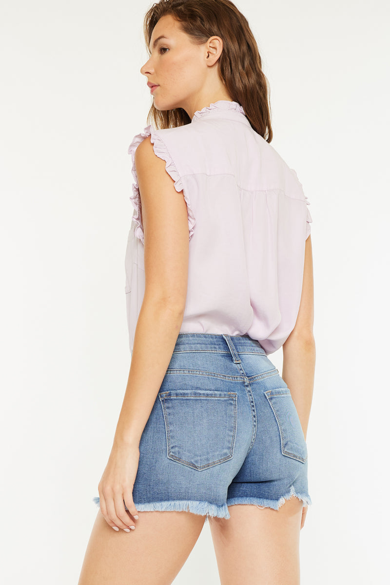 Women's Mid Rise Denim Shorts - Medium Wash - view 6
