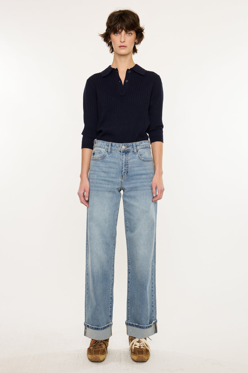 Women's High Rise Wide Leg Jeans - Medium Wash - Medium Wash (Style 150) - view 5