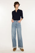 Women's High Rise Wide Leg Jeans - Medium Wash - Medium Wash (Style 150)