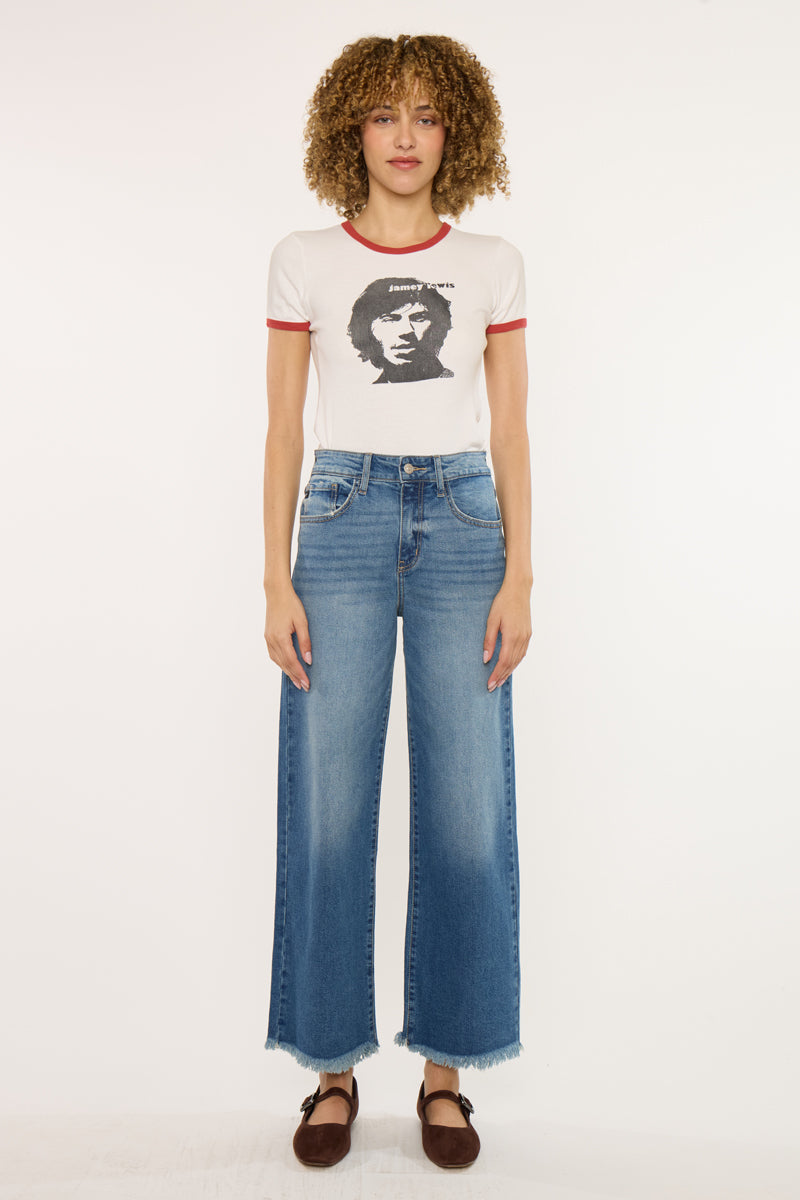 Women's High Rise Crop Wide Leg Jeans - Medium Wash - view 5
