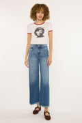 Women's High Rise Crop Wide Leg Jeans - Medium Wash