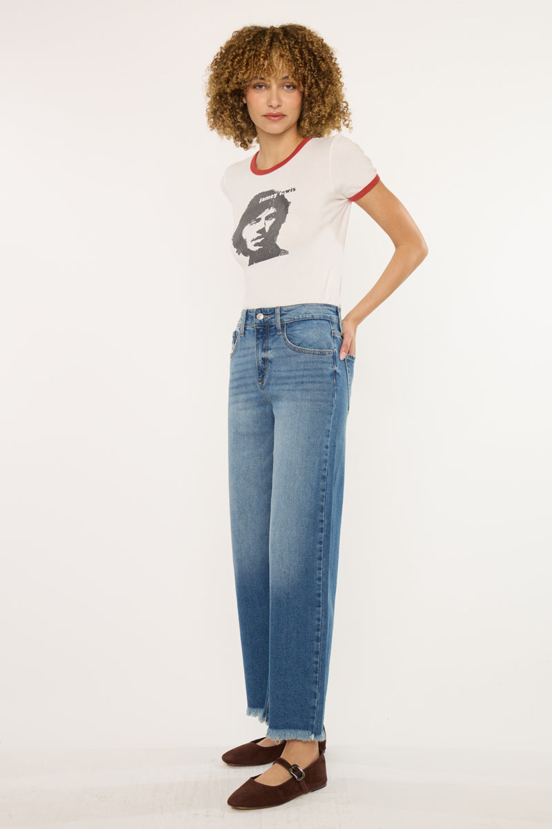 Women's High Rise Crop Wide Leg Jeans - Medium Wash - view 4