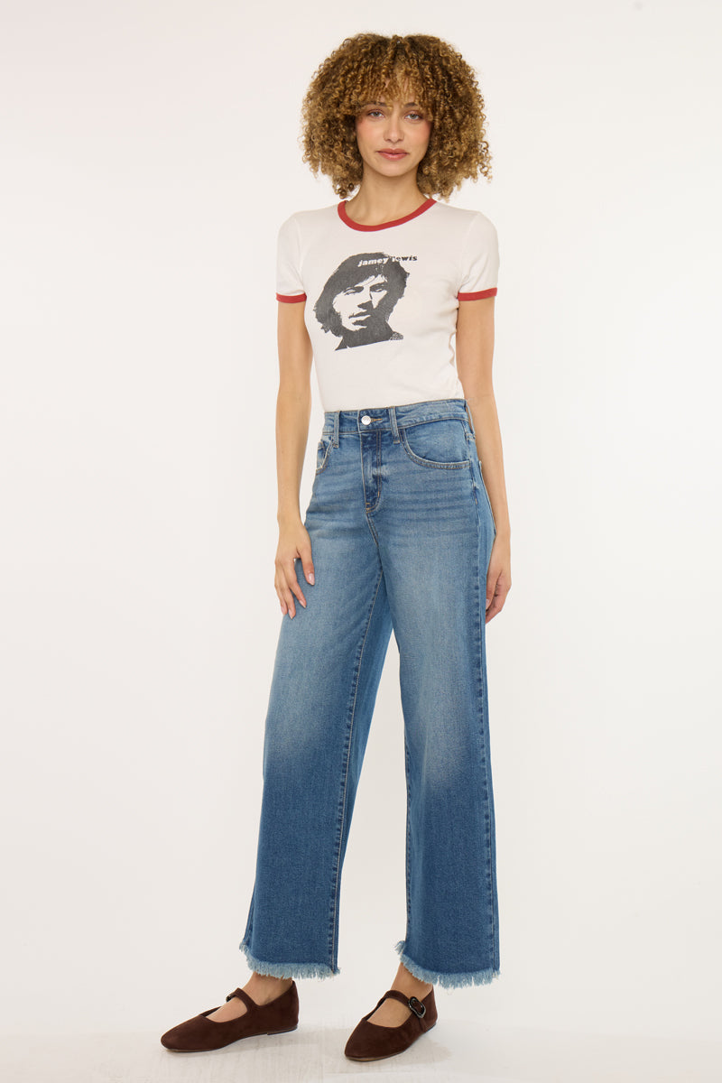 Women's High Rise Crop Wide Leg Jeans - Medium Wash - view 3