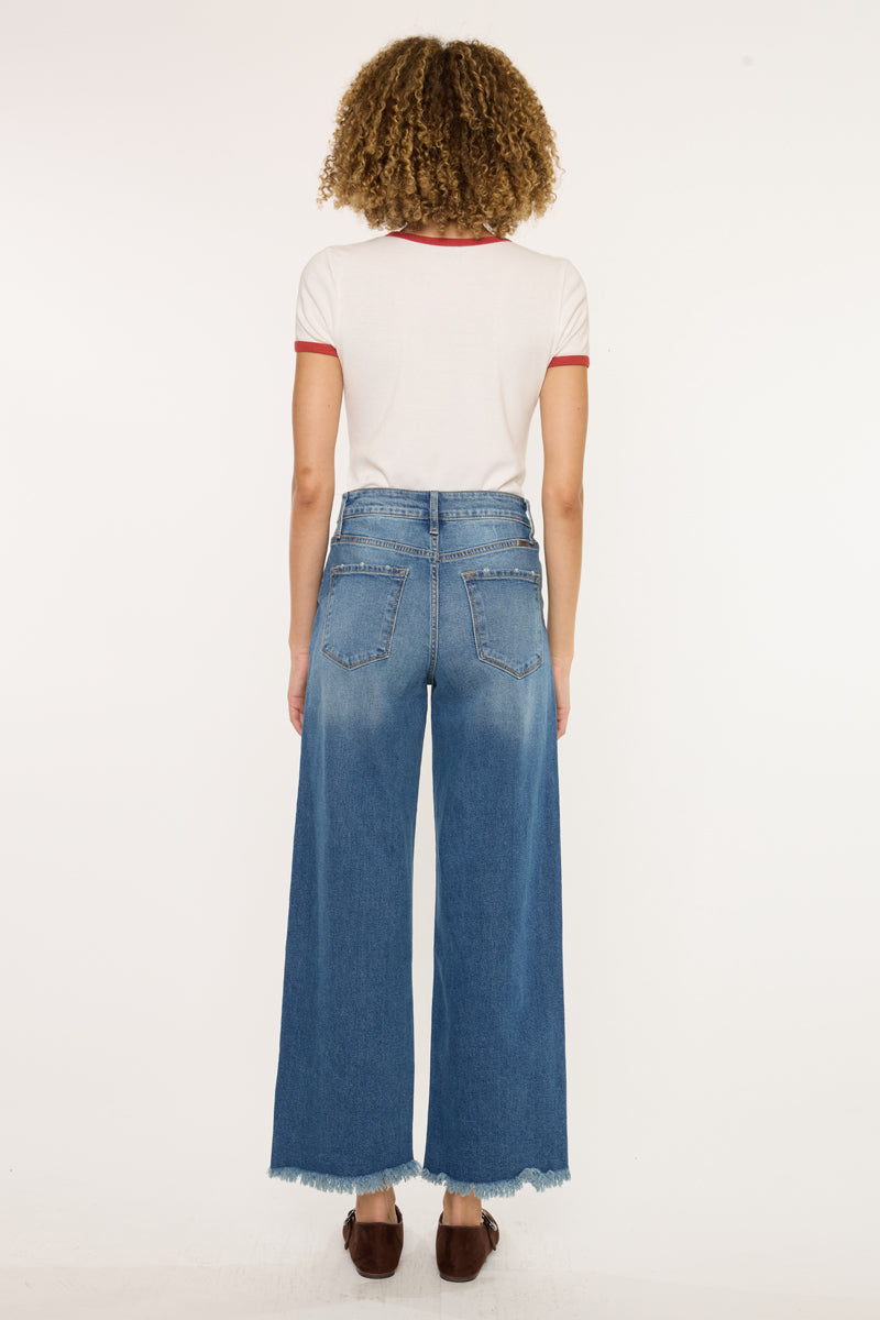 Women's High Rise Crop Wide Leg Jeans - Medium Wash - view 6