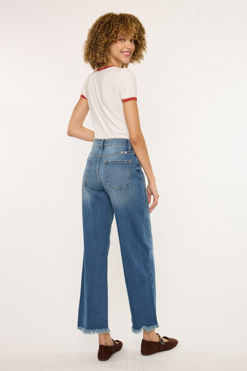 Women's High Rise Crop Wide Leg Jeans - Medium Wash - view 2