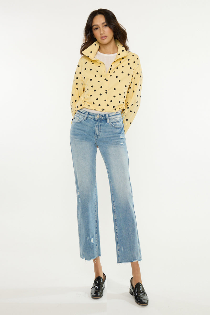Women's Mid Rise Straight Leg Jeans - Mid-Dark - view 2