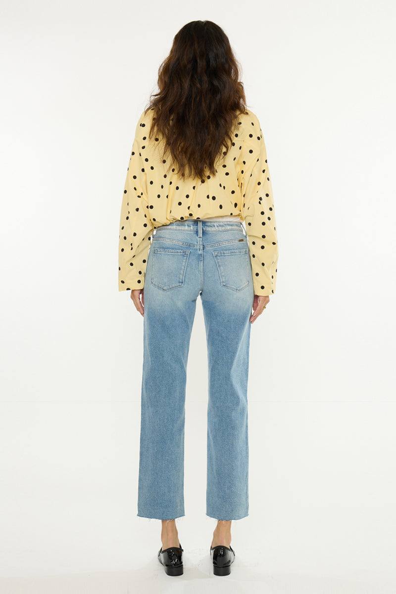 Women's Mid Rise Straight Leg Jeans - Mid-Dark - view 7