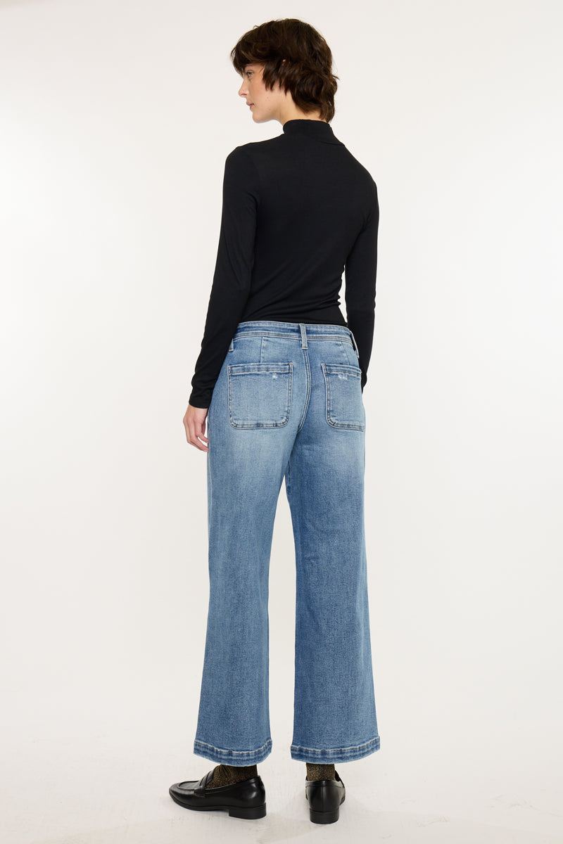 Women's Mid Rise Wide Ankle Jeans - Medium Dark Wash - view 2
