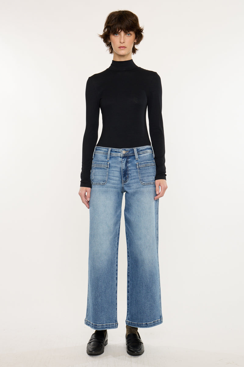 Women's Mid Rise Wide Ankle Jeans - Medium Dark Wash - view 6