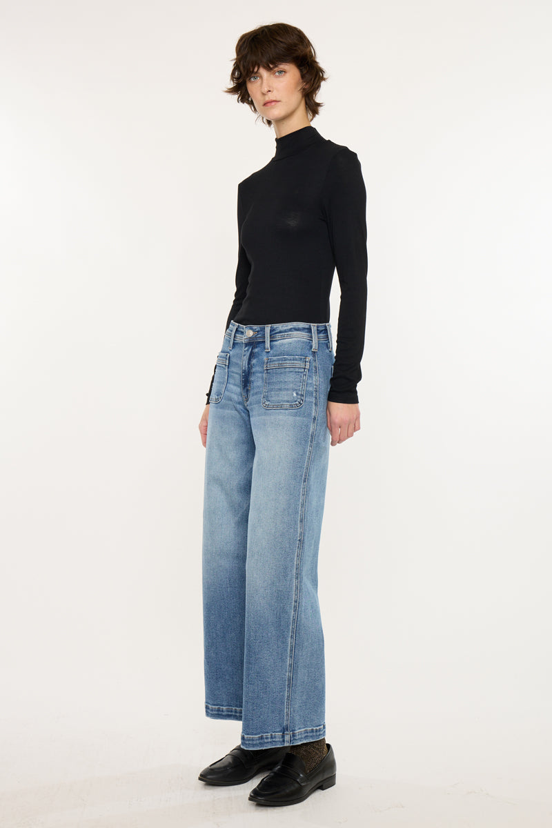 Women's Mid Rise Wide Ankle Jeans - Medium Dark Wash - view 4