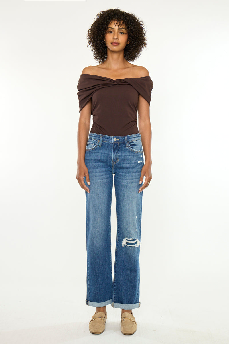 Women's Mid Rise Straight Leg Jeans - Medium Wash - view 6