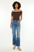 Women's Mid Rise Straight Leg Jeans - Medium Wash