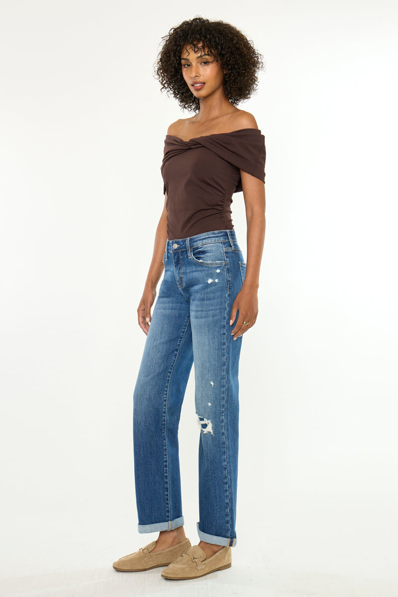 Women's Mid Rise Straight Leg Jeans - Medium Wash - view 5