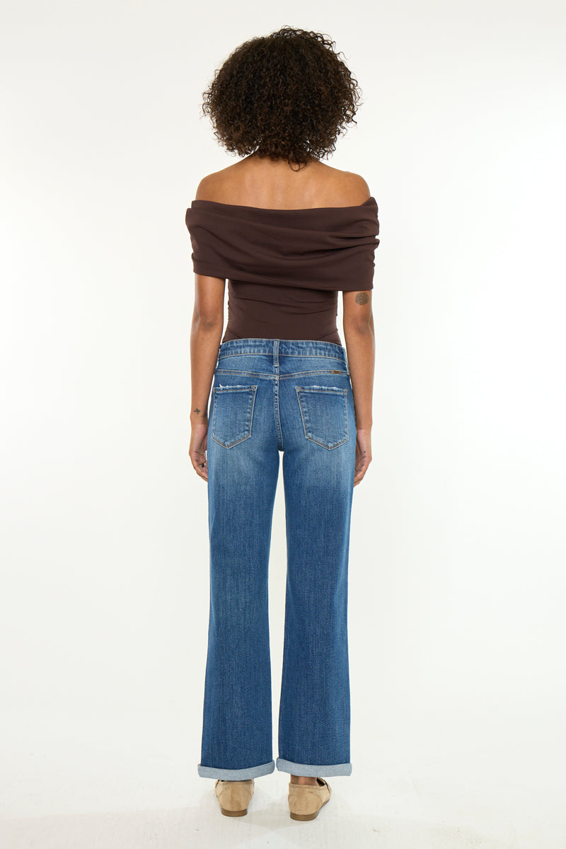 Women's Mid Rise Straight Leg Jeans - Medium Wash - view 7