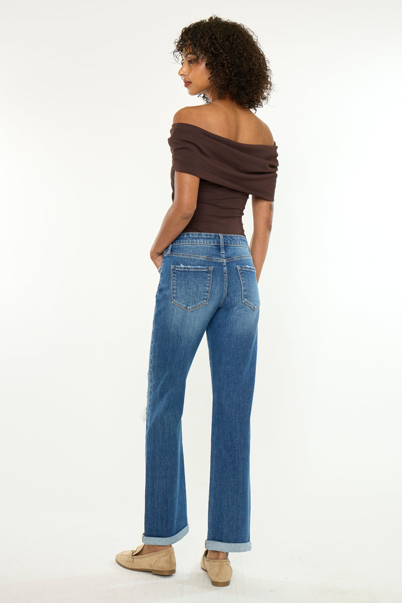 Women's Mid Rise Straight Leg Jeans - Medium Wash - view 2