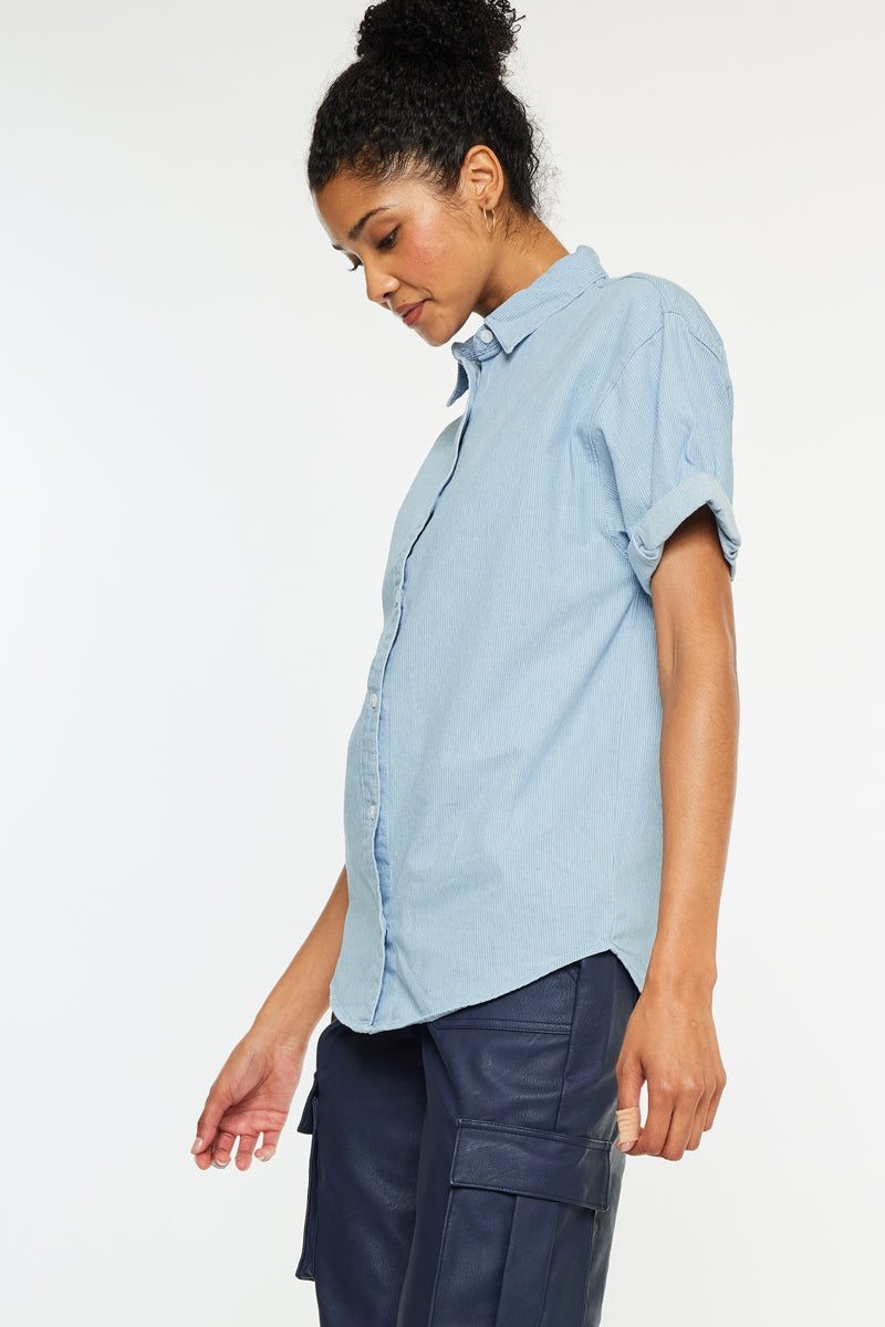 Women's Loose Fit Denim Shirt - Light Wash - view 5