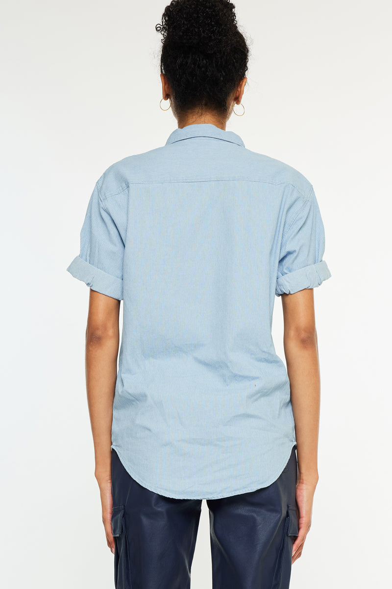 Women's Loose Fit Denim Shirt - Light Wash - view 7