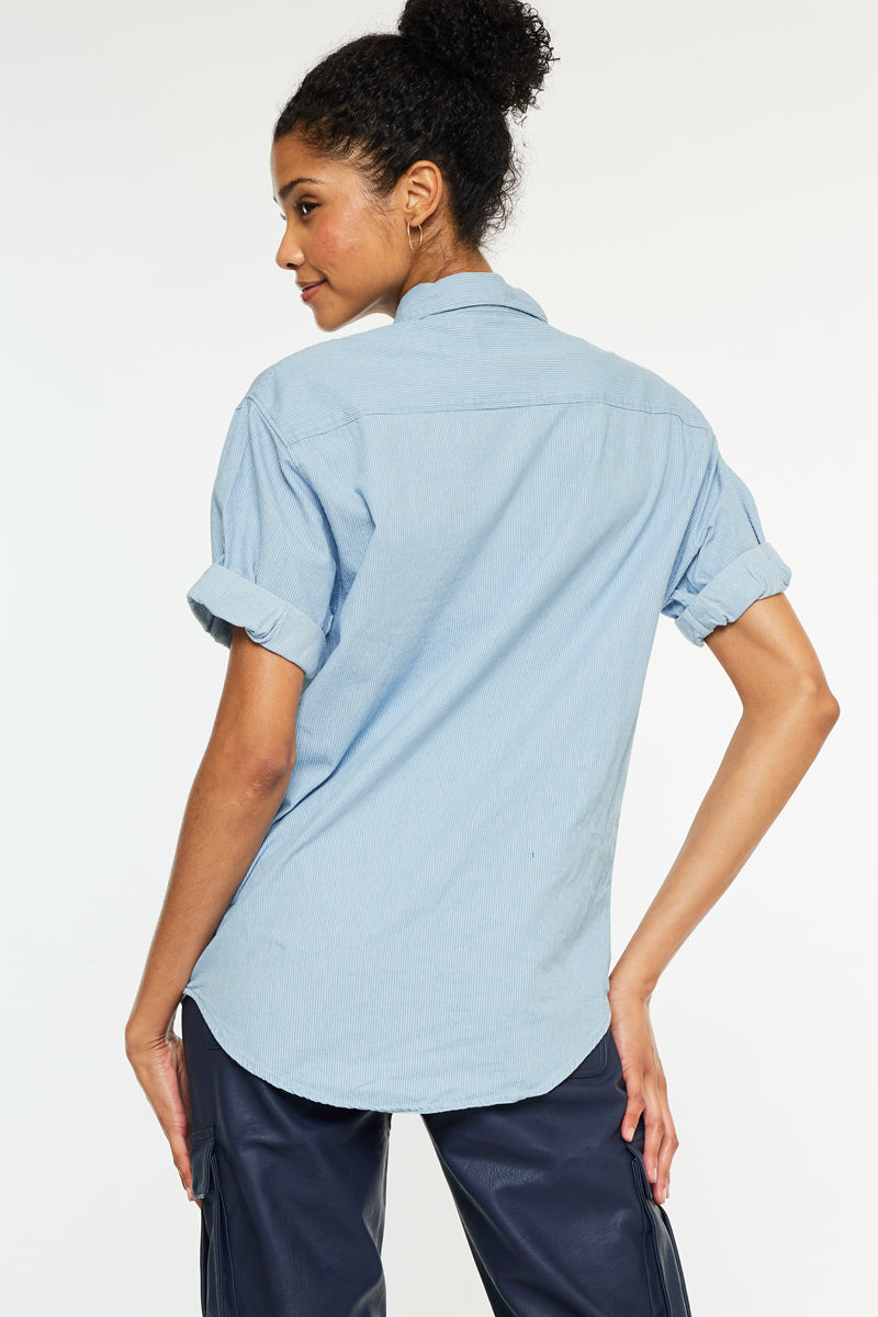 Women's Loose Fit Denim Shirt - Light Wash