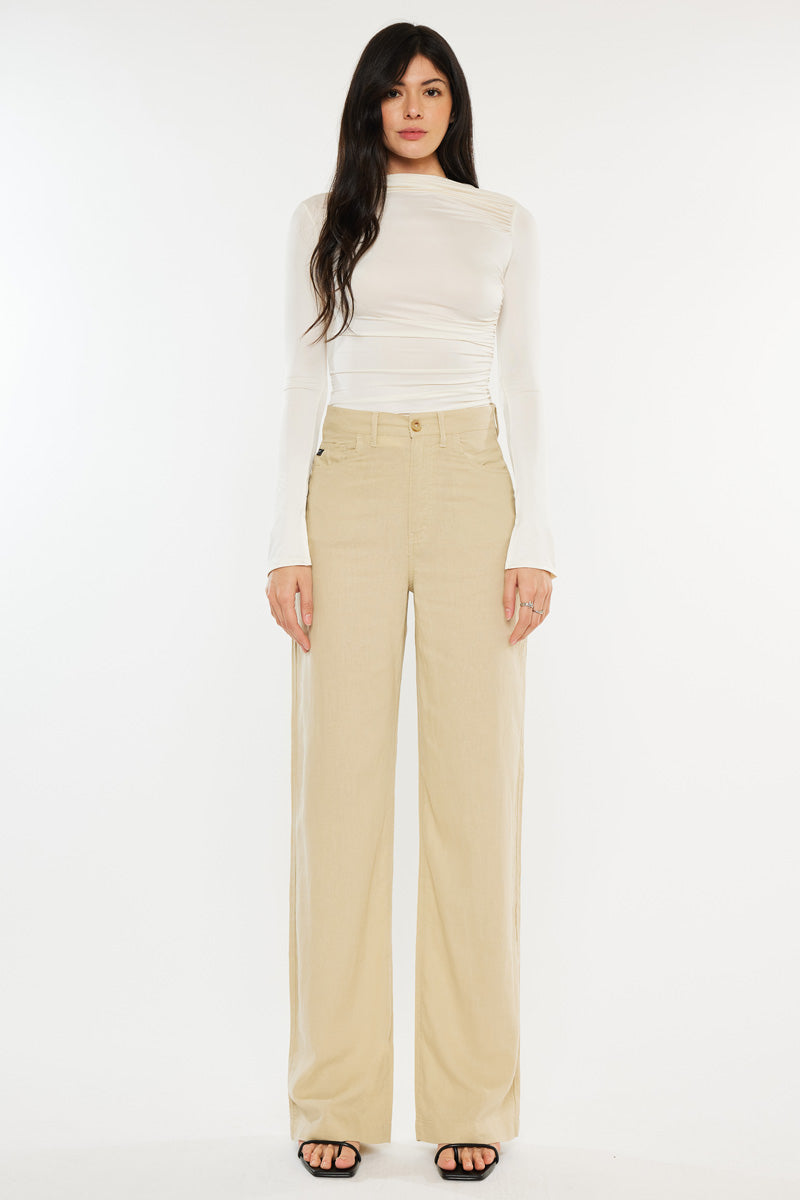 Women's High Rise Straight Jeans - Beige