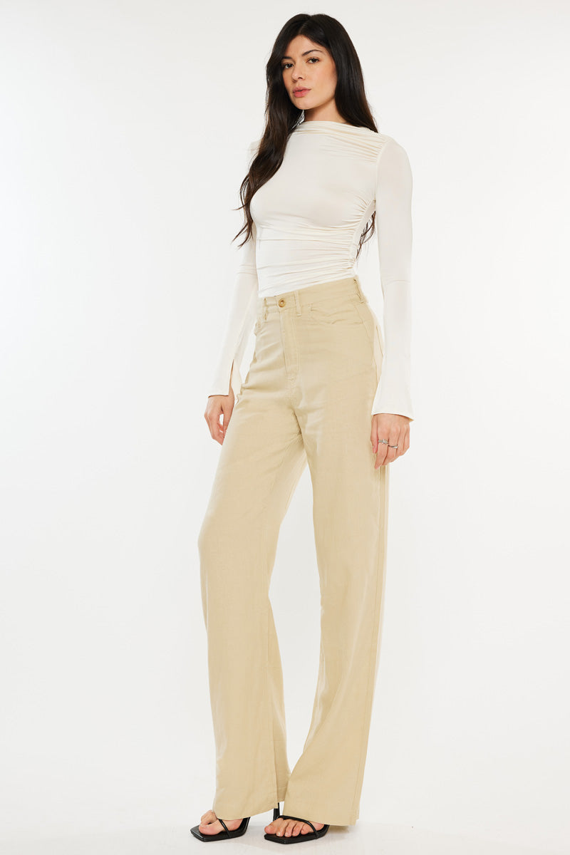 Women's High Rise Straight Jeans - Beige - view 4