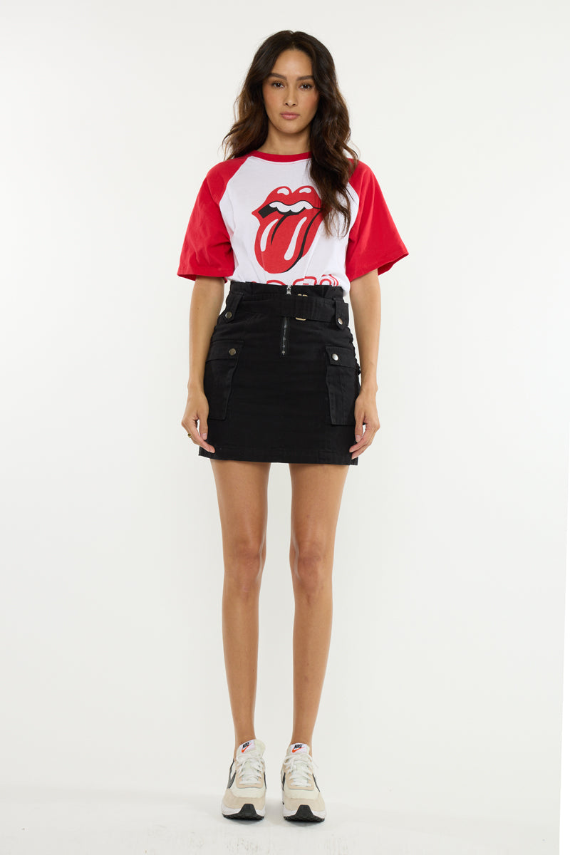 Women's Paperbag Mini Denim Skirt - Black - view 5