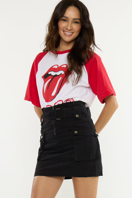 Women's Paperbag Mini Denim Skirt - Black - view 3
