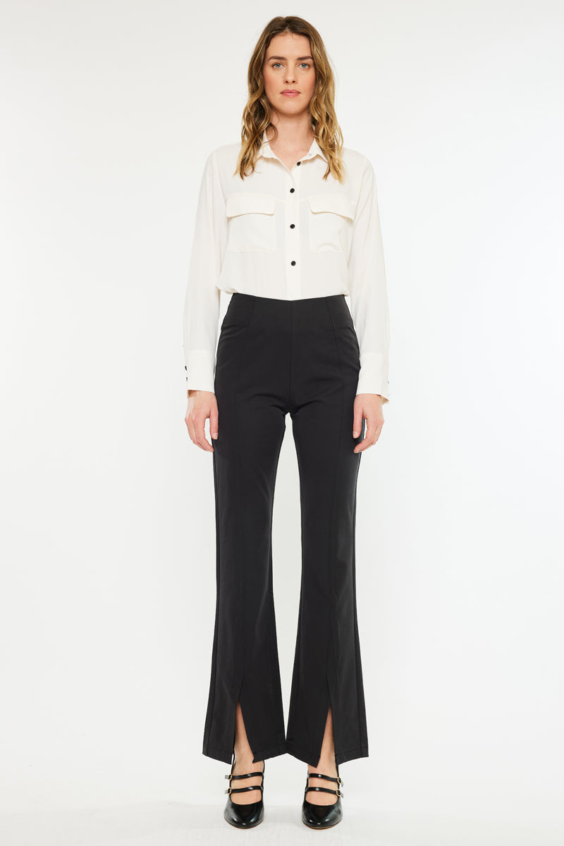 Women's Ultra High Rise Flare Satin Pants - Black