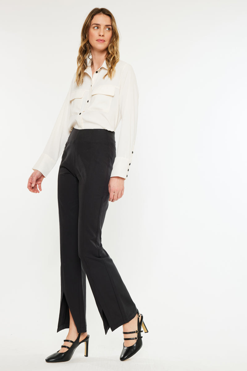 Women's Ultra High Rise Flare Satin Pants - Black - view 5