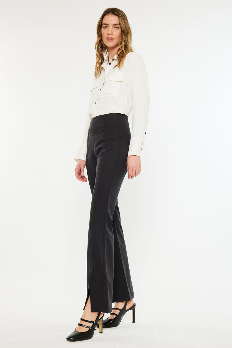 Women's Ultra High Rise Flare Satin Pants - Black - view 6