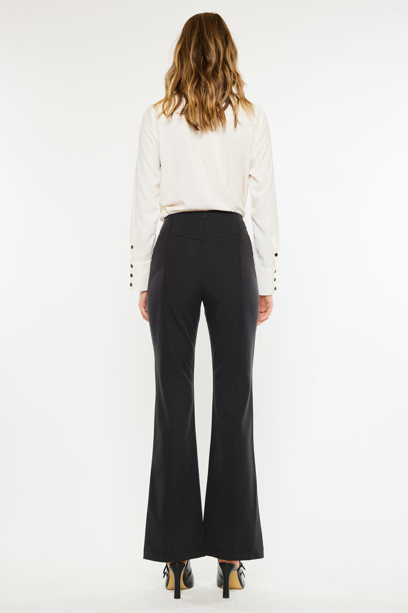 Women's Ultra High Rise Flare Satin Pants - Black - view 2