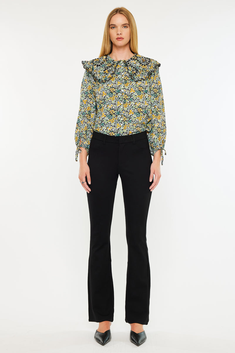 Women's Mid Rise Ponte Bootcut Jeans - Black