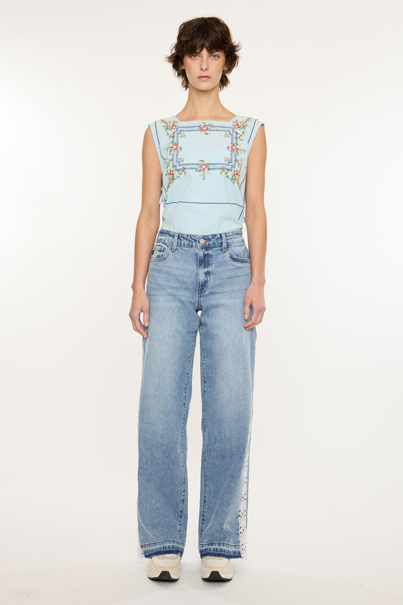 Women's High Rise Wide Leg Jeans - Medium Wash - view 2