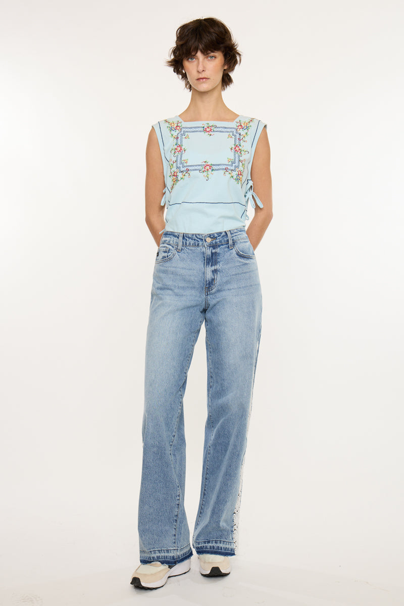 Women's High Rise Wide Leg Jeans - Medium Wash