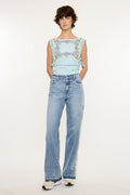 Women's High Rise Wide Leg Jeans - Medium Wash