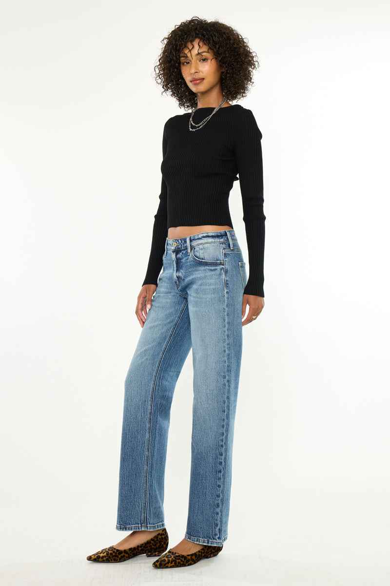 Women's Low Rise Straight Jeans - Medium Dark - view 3