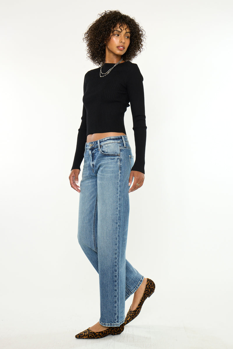 Women's Low Rise Straight Jeans - Medium Dark - view 4