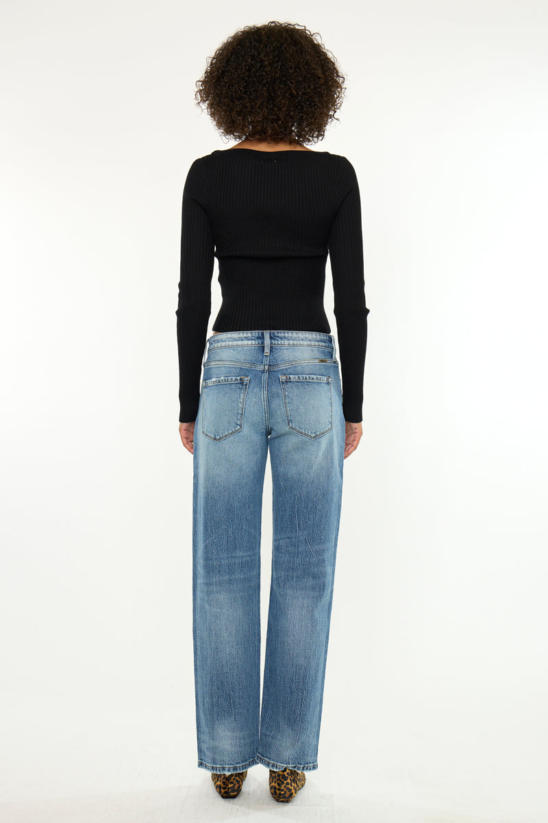 Women's Low Rise Straight Jeans - Medium Dark - view 6