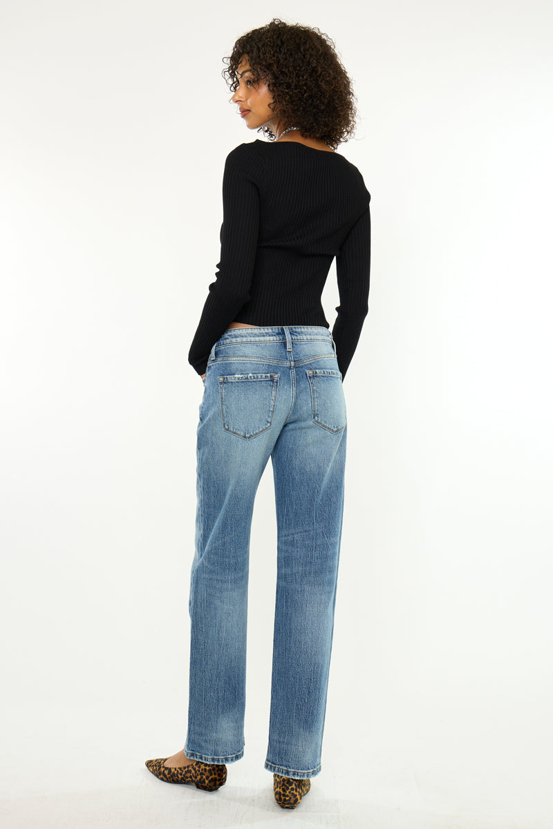 Women's Low Rise Straight Jeans - Medium Dark - view 2