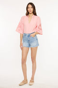 Women's High Rise Mom Denim Shorts - Medium Wash