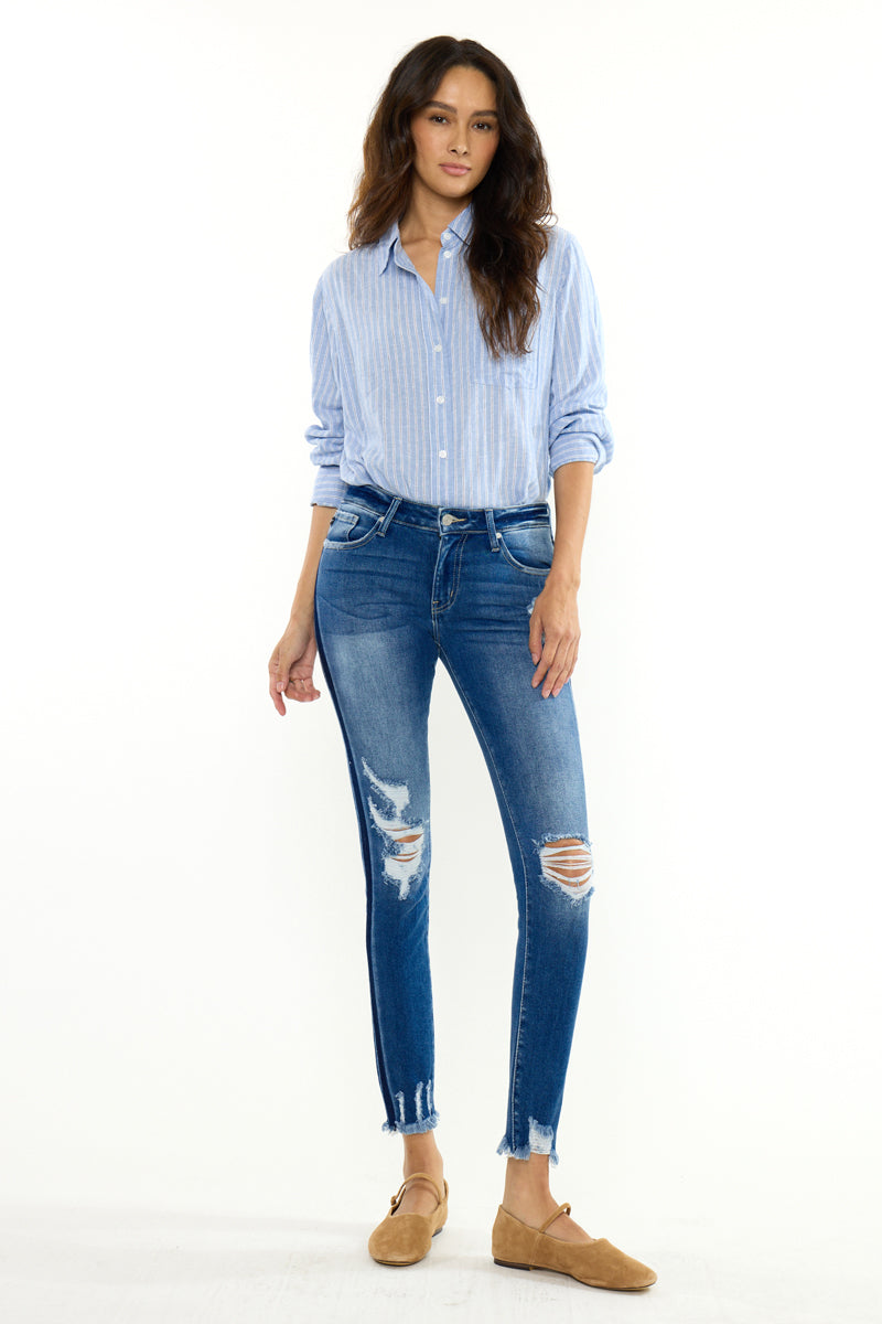 Women's Mid Rise Ankle Skinny Jeans - Medium Wash