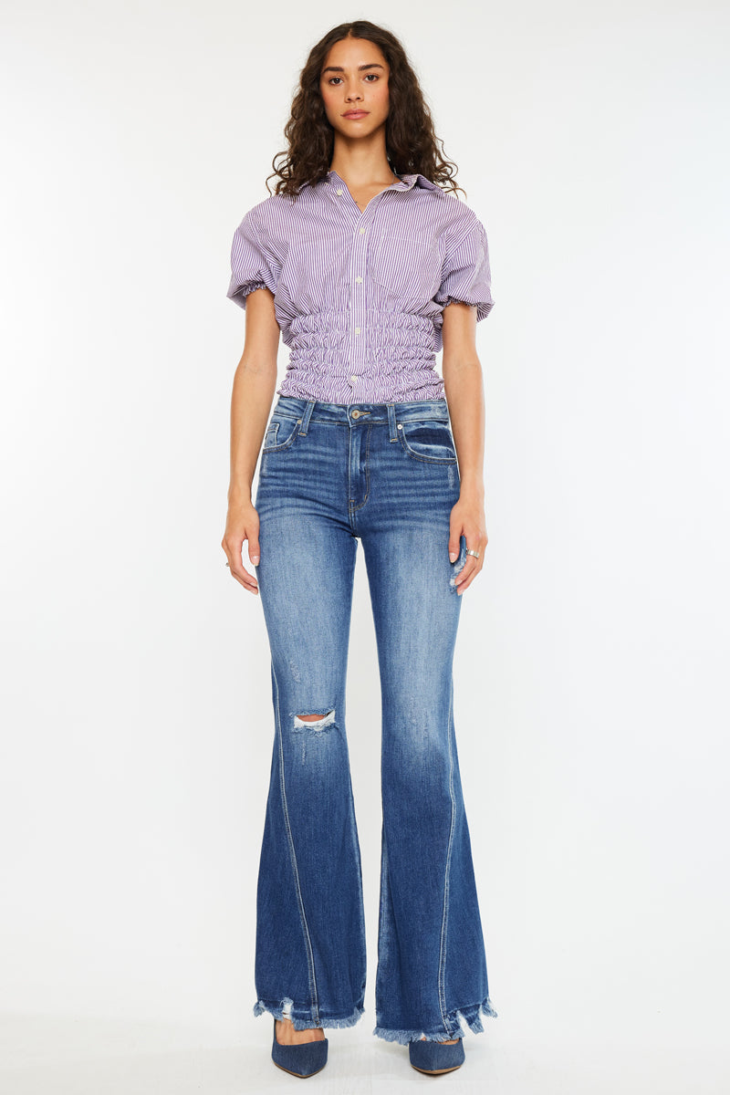 Women's High Rise Super Flare Jeans - Medium Wash - Medium Wash (Style 160) - view 5