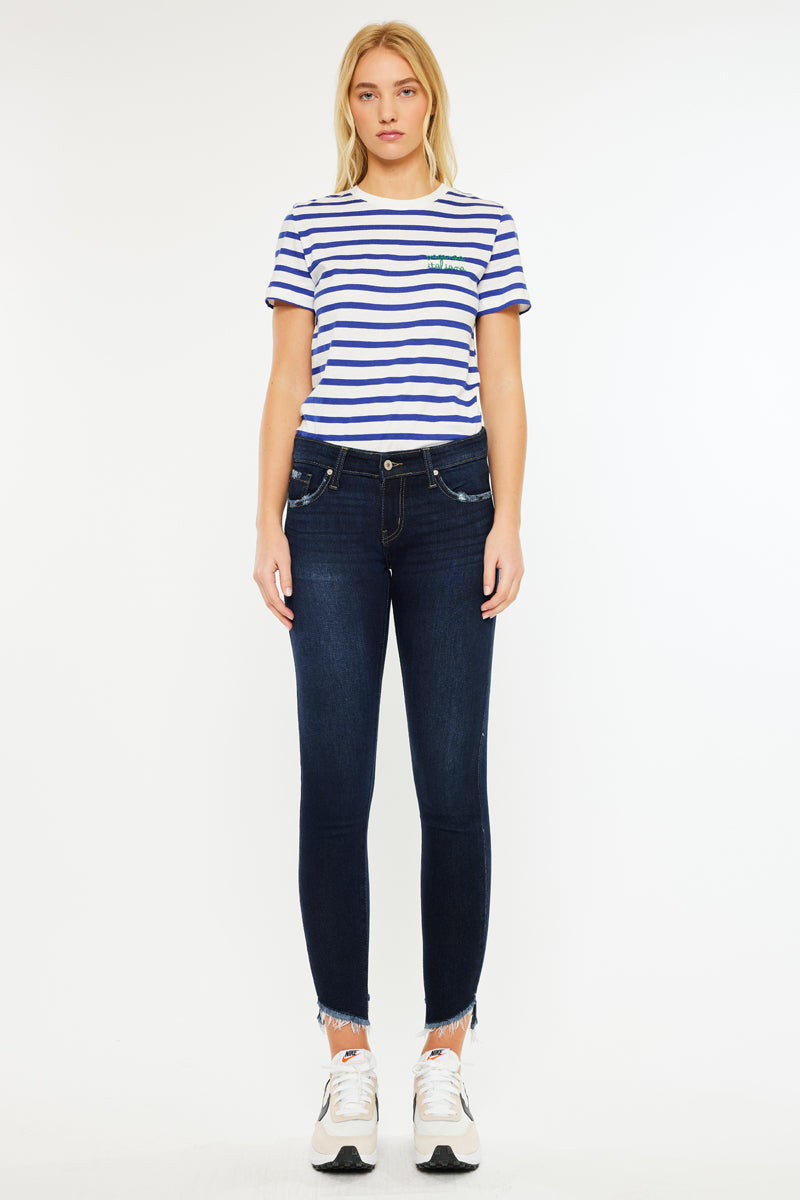 Women's Low Rise Ankle Skinny Jeans - Dark Wash