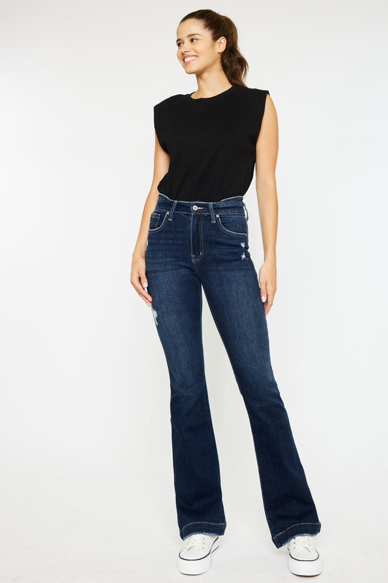 Women's High Rise Bootcut Jeans - Dark Wash