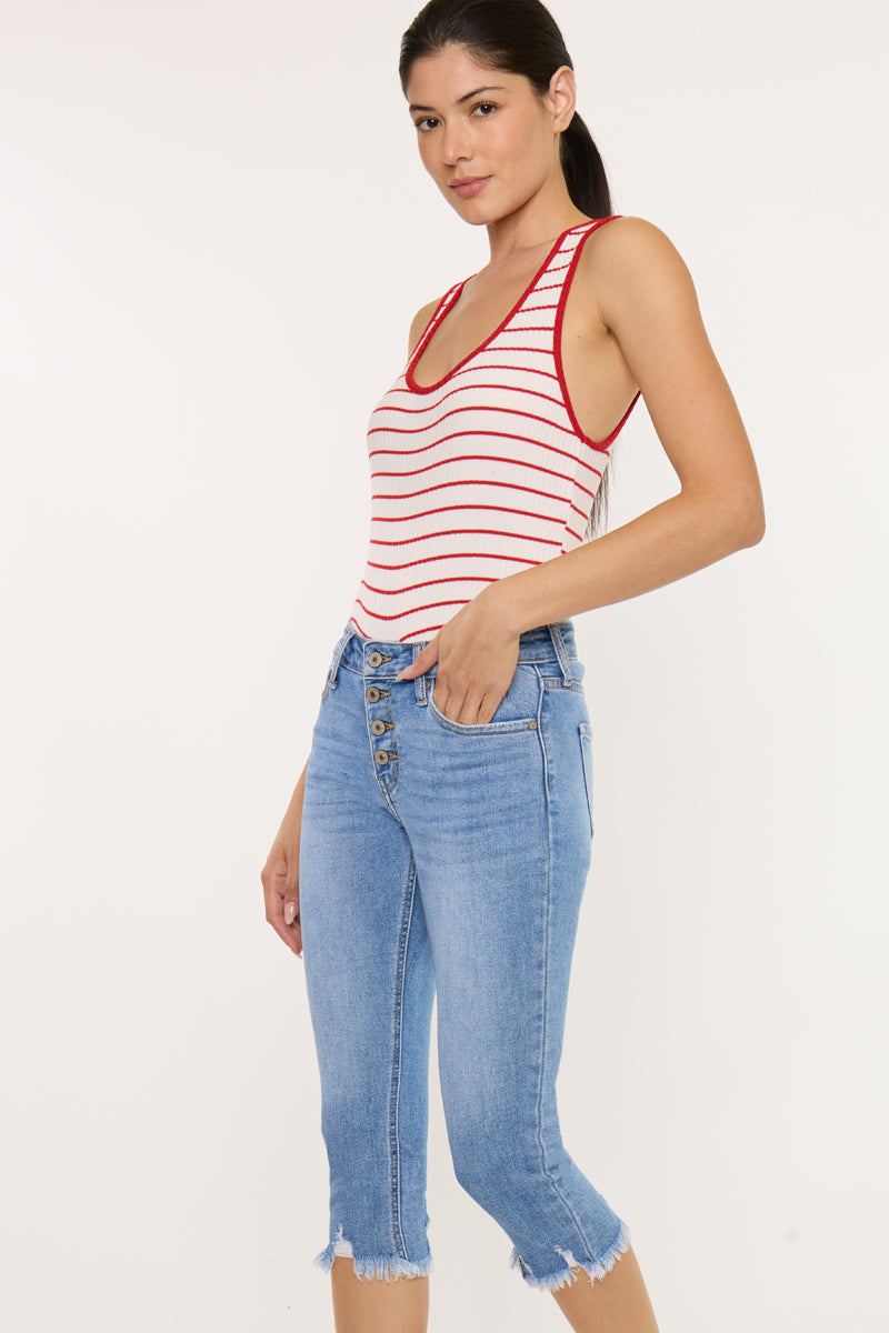 Women's Mid Rise Capri - Medium Wash